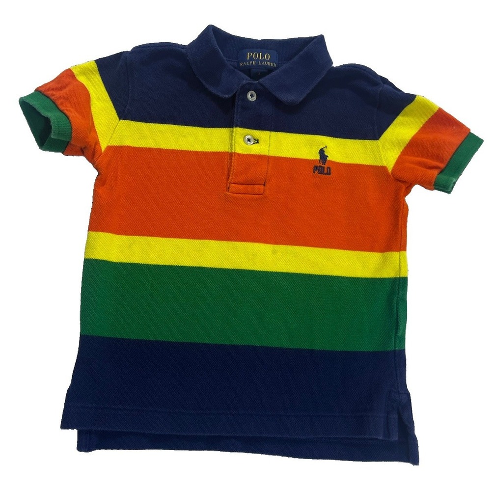 Ralph Lauren Polo Toddler Boys Short Sleeve Colorblock Striped 2T